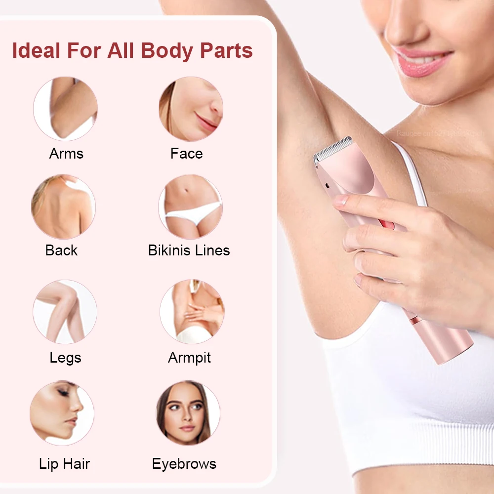 Electric Shaver for Women Portable Mini Rechargeable Epilator Female Painless Electric Razor Women's Dual Head Bikini Trimmer - Image 2