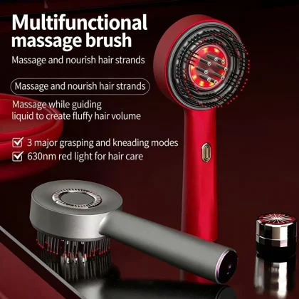 3 Modes Electric Vibration Massage Comb Red Light Therapy Hair Growth Massage Scalp Brush Oil Liquid Applicator Head Massager