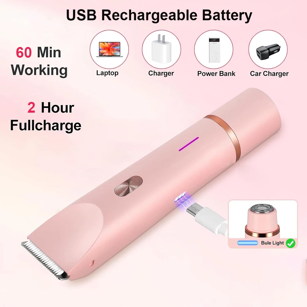 Electric Shaver for Women Portable Mini Rechargeable Epilator Female Painless Electric Razor Women's Dual Head Bikini Trimmer - Image 10