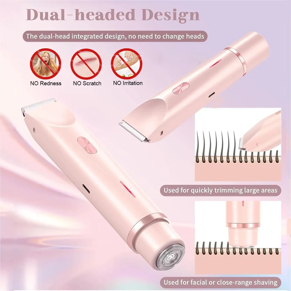 Electric Shaver for Women Portable Mini Rechargeable Epilator Female Painless Electric Razor Women's Dual Head Bikini Trimmer - Image 3