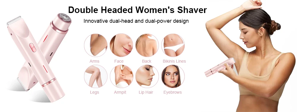 Electric Shaver for Women Portable Mini Rechargeable Epilator Female Painless Electric Razor Women's Dual Head Bikini Trimmer - Image 8