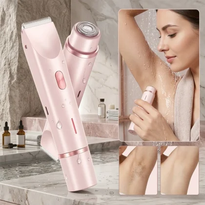 Electric Shaver for Women Portable Mini Rechargeable Epilator Female Painless Electric Razor Women's Dual Head Bikini Trimmer